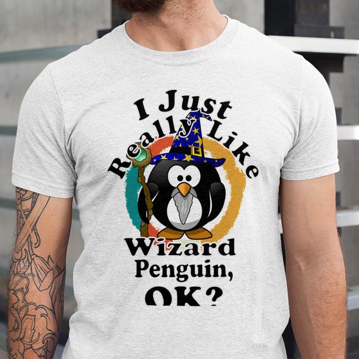 I Really Like Wizard Penguin Ok Unisex Jersey Short Sleeve Crewneck Tshirt