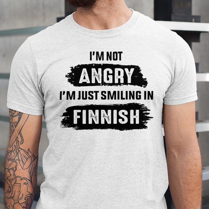 Im Not Angry Im Just Smiling In Finnish Unisex Jersey Short Sleeve Crewneck Tshirt