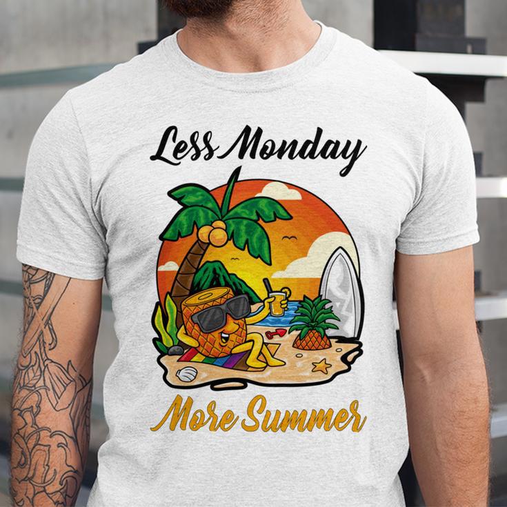 Less Monday More Summer Funny Pineapple Gift Pineapple Lover Unisex Jersey Short Sleeve Crewneck Tshirt