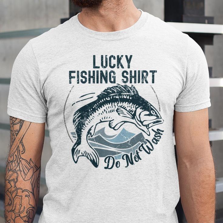 Lucky Fishing Shirt Do Not Wash Fisherman Dad Blue Unisex Jersey Short Sleeve Crewneck Tshirt