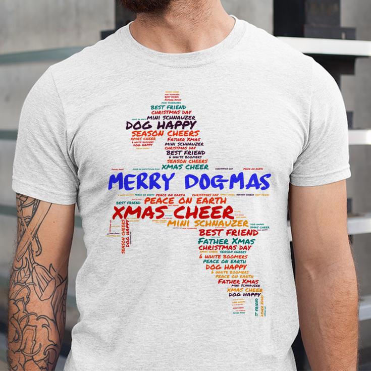 Merry Dog-Mas Miniature Schnauzer Unisex Jersey Short Sleeve Crewneck Tshirt