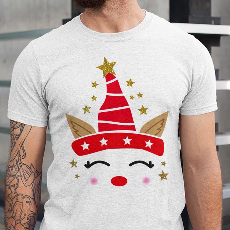 New Christmas Unicorn Face Santicorn Cute Unisex Jersey Short Sleeve Crewneck Tshirt