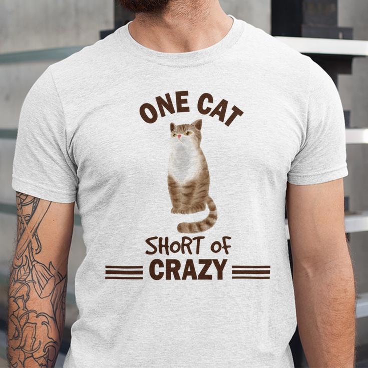 One Cat Short Of Crazy Unisex Jersey Short Sleeve Crewneck Tshirt