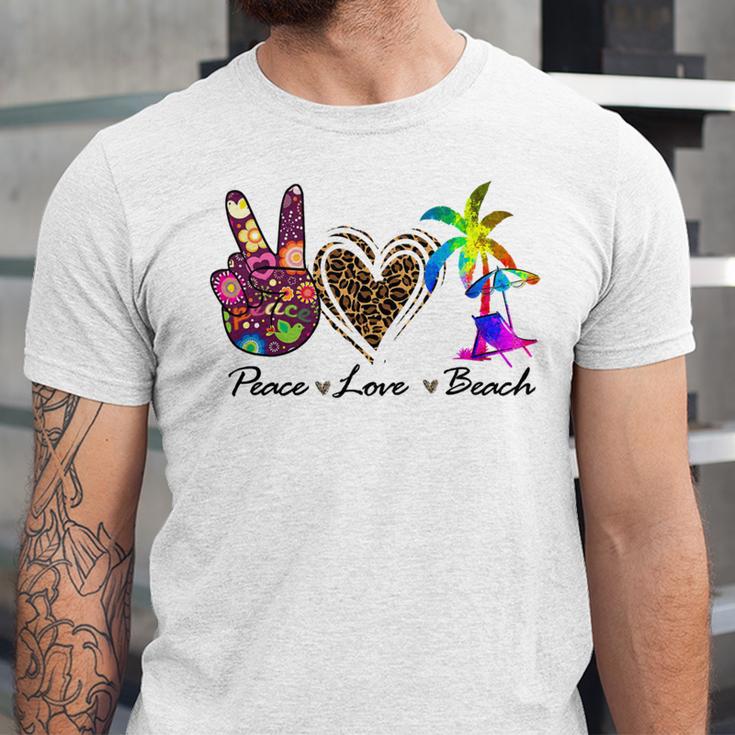 Peace Love Beach Summer Vacation Beach 185 Shirt Unisex Jersey Short Sleeve Crewneck Tshirt