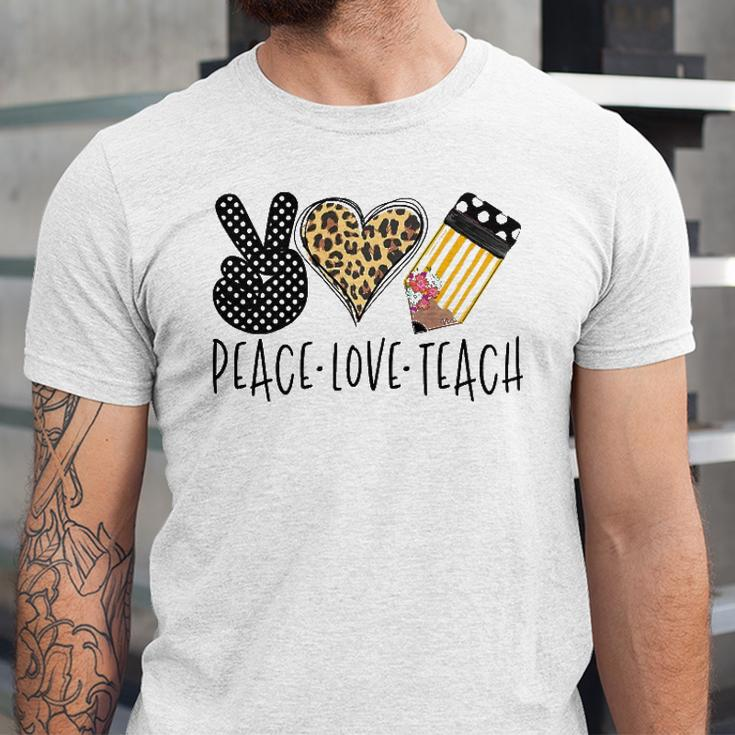 Peace Love Teach Back To School Teacher Jersey T-Shirt