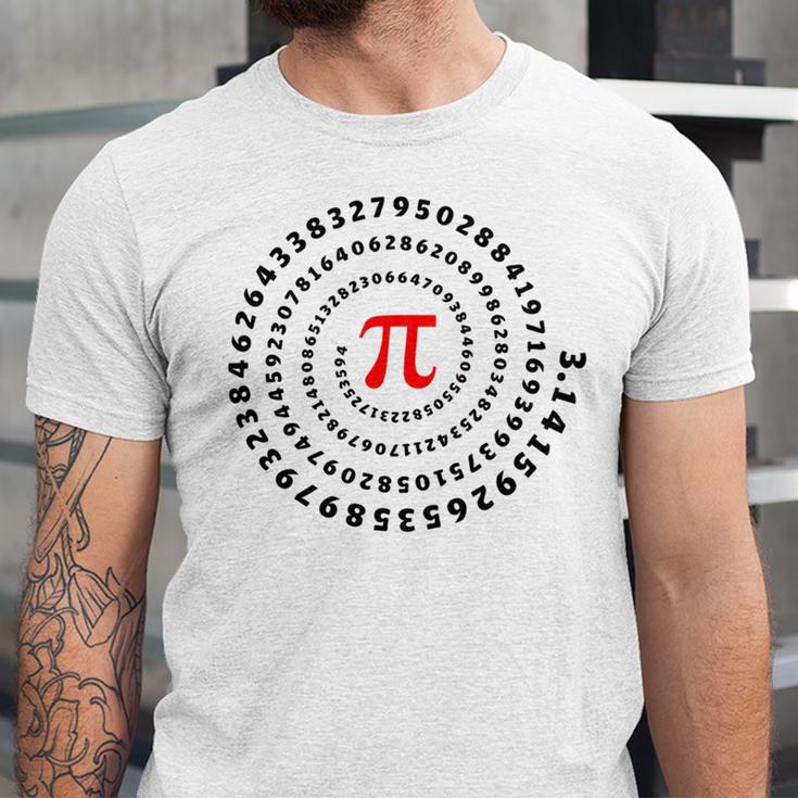 Pi Π Spiral Science Mathematics Math Irrational Number Sequence Unisex Jersey Short Sleeve Crewneck Tshirt