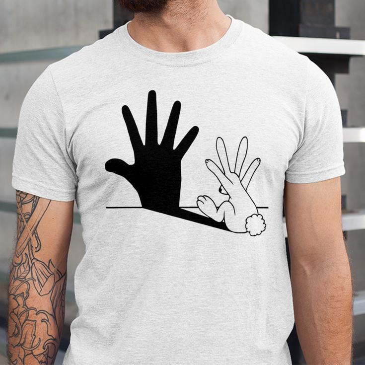 Rabbit Hand Shadow Unisex Jersey Short Sleeve Crewneck Tshirt