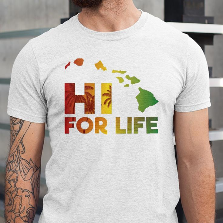 Rasta Colored Hi For Life Hawaii Palm Tree Tee Jersey T-Shirt