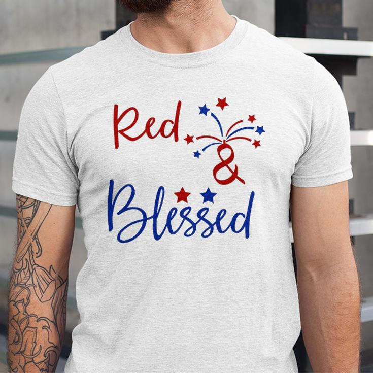 Red White Blessed 4Th Of July Cute Patriotic America Jersey T-Shirt