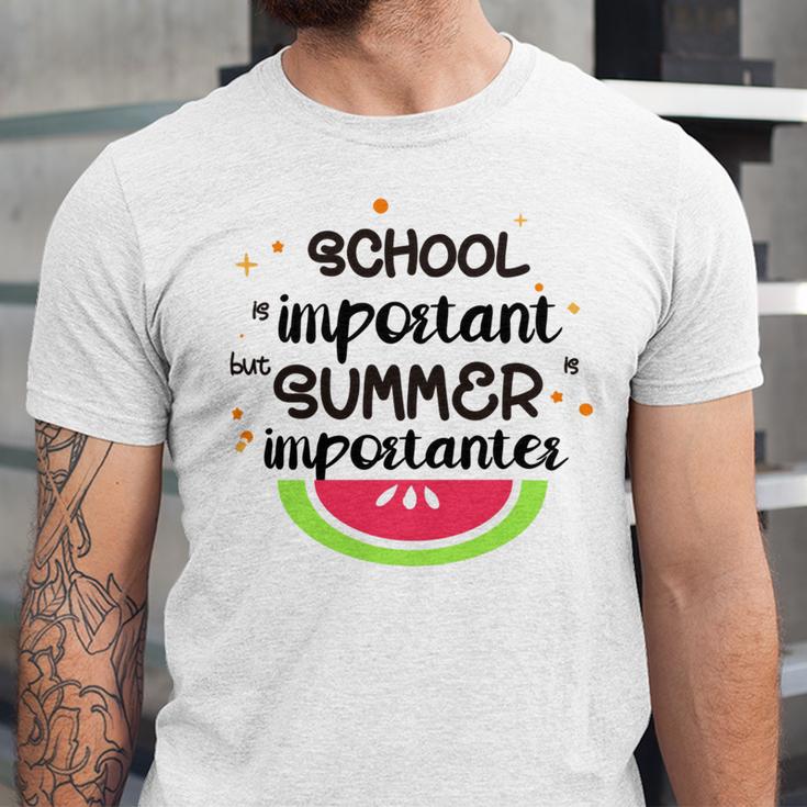 School Is Important But Summer Is Importanter Watermelon Design Unisex Jersey Short Sleeve Crewneck Tshirt