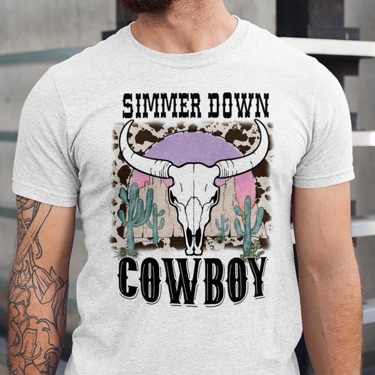 Simmer Down Cowboy Western Style Gift Unisex Jersey Short Sleeve Crewneck Tshirt