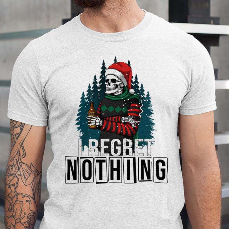 Skeleton Santa I Regret Nothing Christmas Unisex Jersey Short Sleeve Crewneck Tshirt