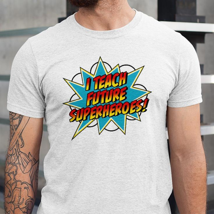 I Teach Superheroes Retro Comic Super Teacher Graphic Jersey T-Shirt