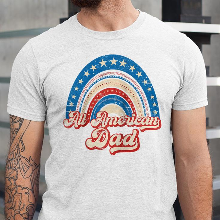 Us Flag Rainbow All American Dad 4Th Of July Mothers Day Unisex Jersey Short Sleeve Crewneck Tshirt