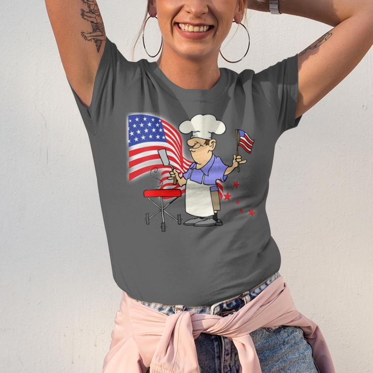 Womens Funny Patriotic All American Dad 4Th Of July Flag Bbq Men Unisex Jersey Short Sleeve Crewneck Tshirt