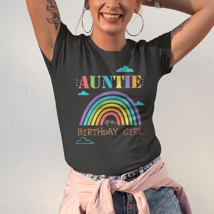 Auntie Of The Birthday Girl Rainbow Theme Matching Jersey T-Shirt