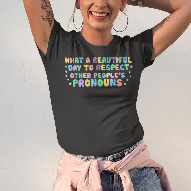 What Beautiful Day To Respect Other Peoples Pronouns Lgbt Jersey T-Shirt