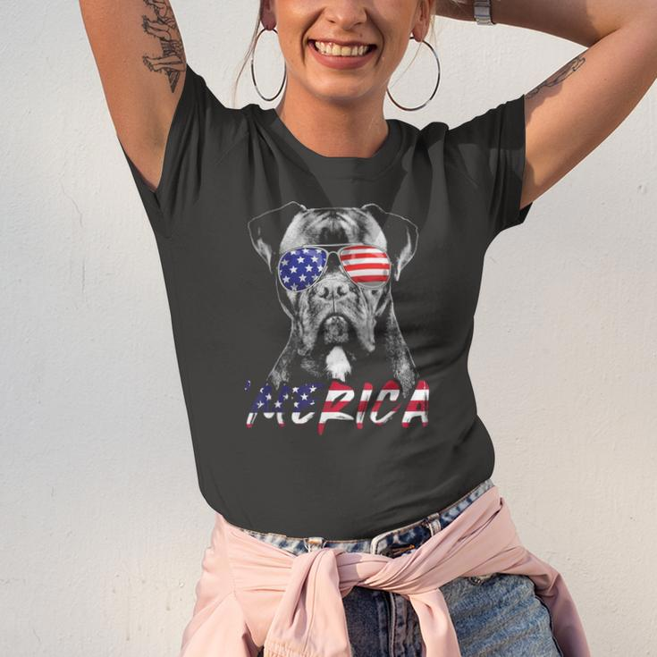Boxer Dog American Usa Flag Merica 4Th Of July Dog Lover Jersey T-Shirt