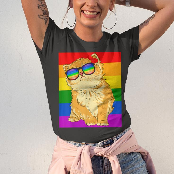 Cat Lgbt Gay Rainbow Pride Flag Boys Girls Jersey T-Shirt