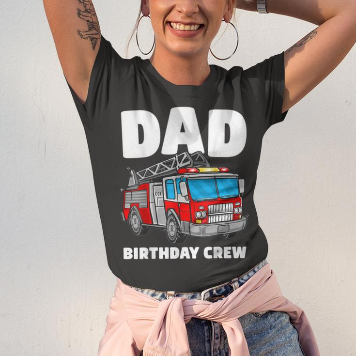 Dad Birthday Crew Fire Truck Firefighter Fireman Party Unisex Jersey Short Sleeve Crewneck Tshirt