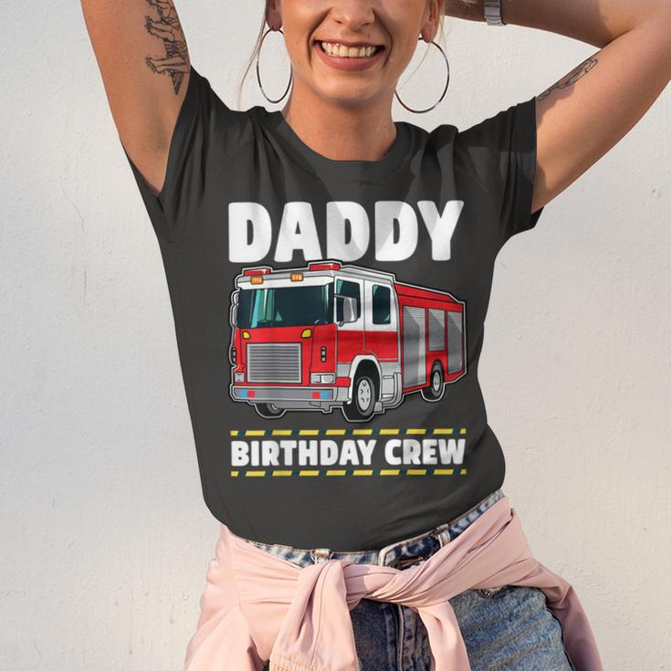 Daddy Birthday Crew Fire Truck Firefighter Dad Papa Unisex Jersey Short Sleeve Crewneck Tshirt