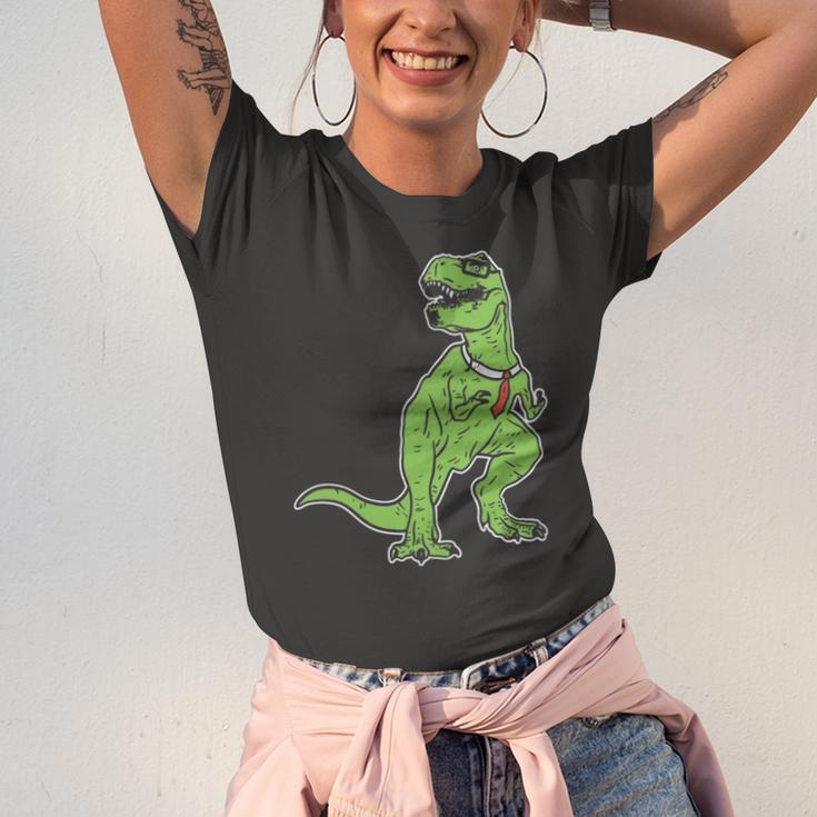 Dinosaur Tyrannosaurus Nerd Geekrex Tie Jersey T-Shirt