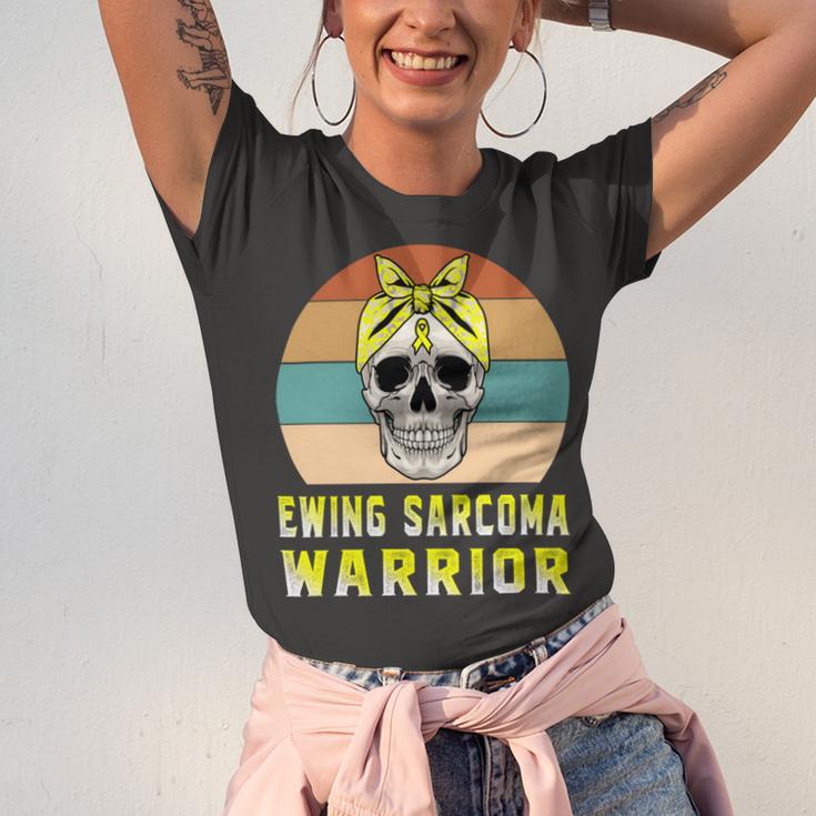 Ewings Sarcoma Warrior Skull Women Vintage Yellow Ribbon Ewings Sarcoma Ewings Sarcoma Awareness V2 Unisex Jersey Short Sleeve Crewneck Tshirt