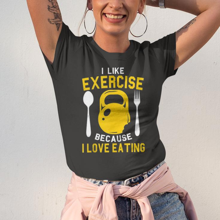 I Like Exercise Because I Love Eating Gym Workout Fitness Jersey T-Shirt