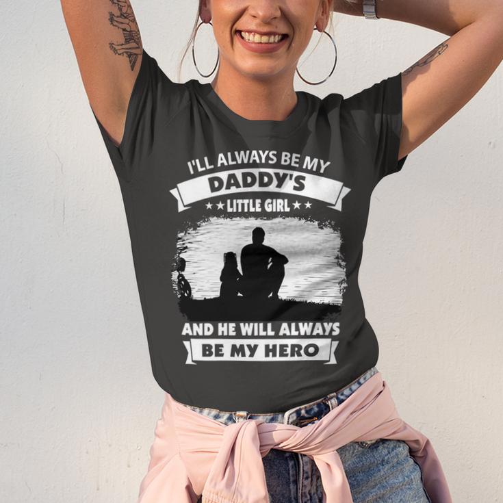 Father Grandpa Ill Always Be My Daddys Little Girl And He Will Always Be My Herotshir Family Dad Unisex Jersey Short Sleeve Crewneck Tshirt