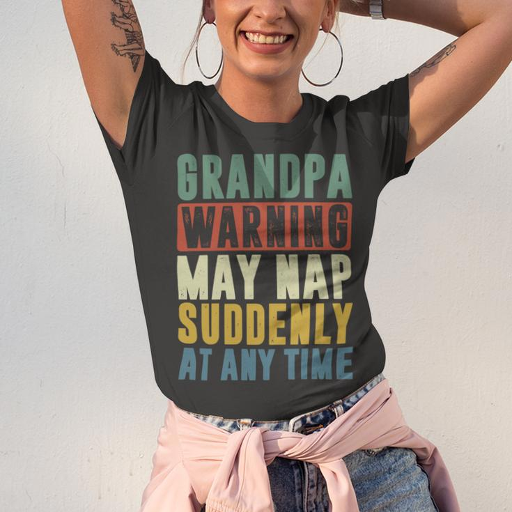 Father Grandpa Warning May Nap Suddenly 86 Family Dad Unisex Jersey Short Sleeve Crewneck Tshirt