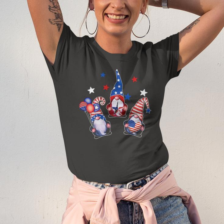 Fourth Of July Gnomes Patriotic American Flag Red White Blue Jersey T-Shirt