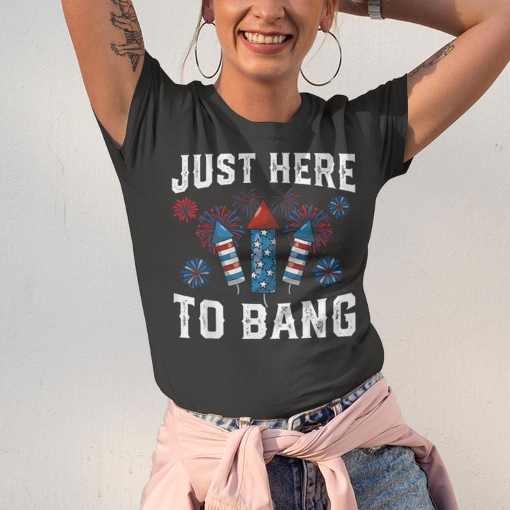 Fourth Of July 4Th Of July Fireworks Just Here To Bang Unisex Jersey Short Sleeve Crewneck Tshirt
