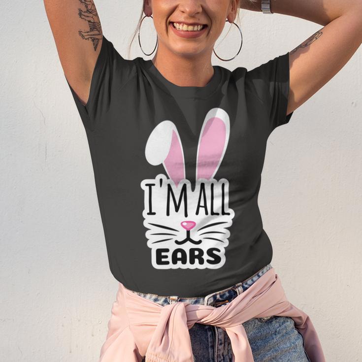 Funny Cute Pink Bunny Im All Ears Rabbit Happy Easter Day Gift For Girls Women Mom Mommy Family Birthday Holiday Christmas Unisex Jersey Short Sleeve Crewneck Tshirt