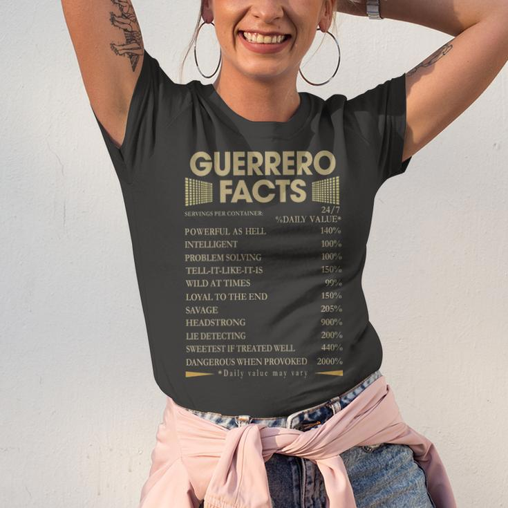 Guerrero Name Gift Guerrero Facts Unisex Jersey Short Sleeve Crewneck Tshirt
