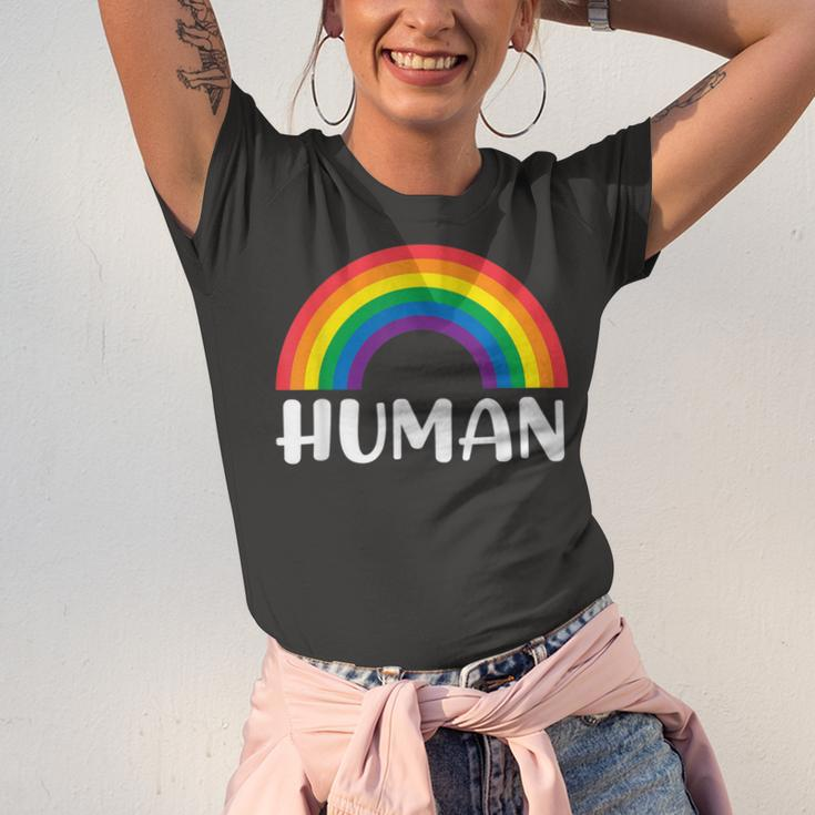 Human Rainbow Lgbt Pride Homo Lesbian Pride Unisex Jersey Short Sleeve Crewneck Tshirt