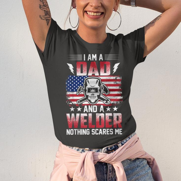 I Am A Dad And A Welder Nothing Scares Me V2 Unisex Jersey Short Sleeve Crewneck Tshirt