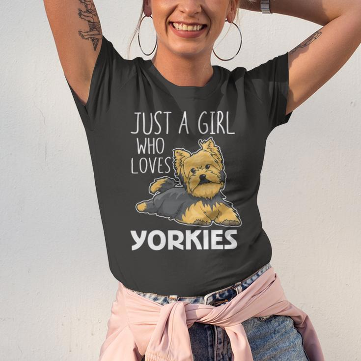 Just A Girl Who Loves Yorkies Yorkshire Terrier Jersey T-Shirt