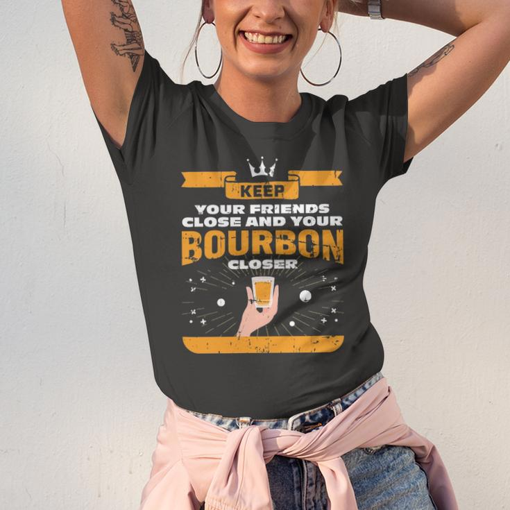 Keep Your Friends Close And Your Bourbon Closer Whiskey Jersey T-Shirt