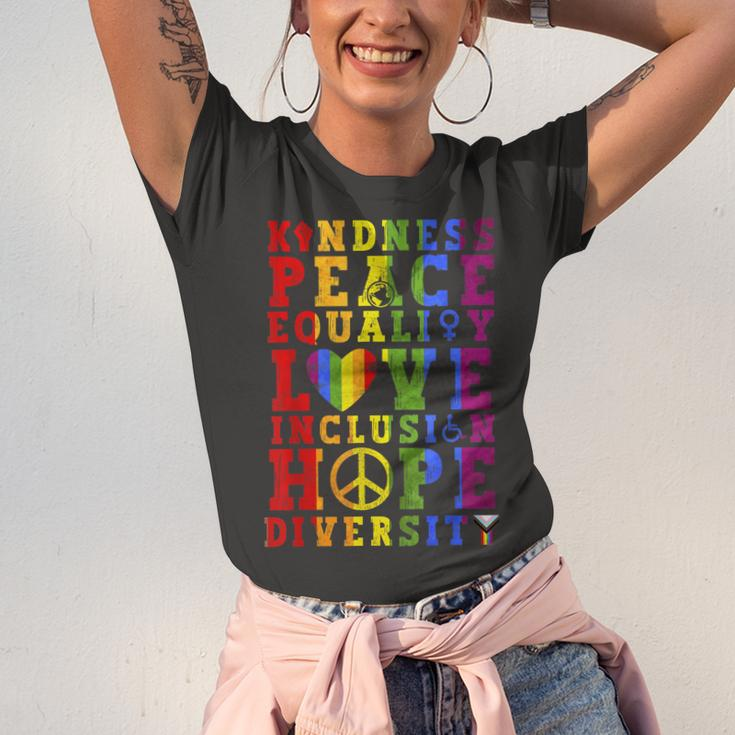 Kindness Equality Love Lgbtq Rainbow Flag Gay Pride Month Jersey T-Shirt