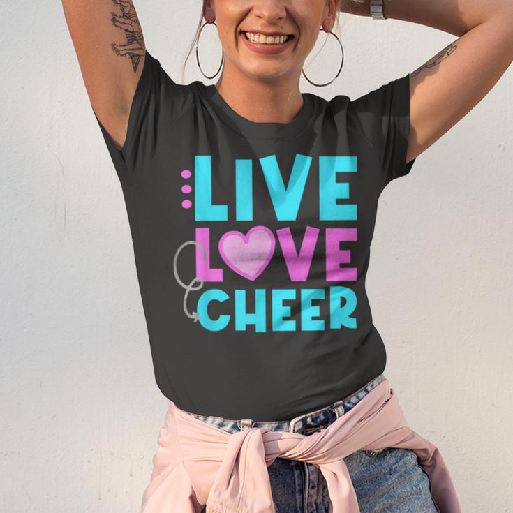 Live Love Cheer Funny Cheerleading Lover Quote Cheerleader V2 Unisex Jersey Short Sleeve Crewneck Tshirt