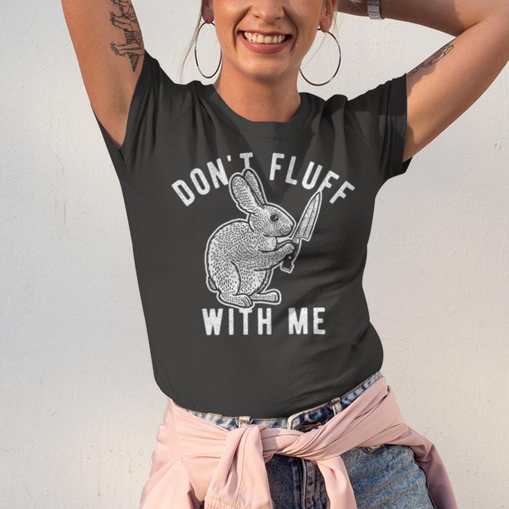 Mens Dont Fluff With Me Tshirt Funny Bunny Rabbit Easter Graphic Novelty Tee 176 Trending Unisex Jersey Short Sleeve Crewneck Tshirt