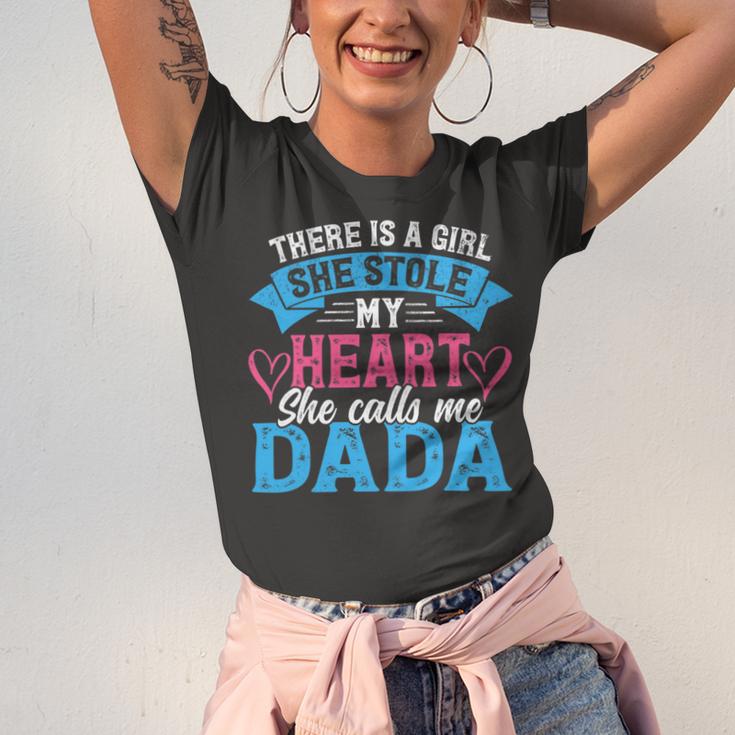 Mens Funny Fathers Day Shirt A Girl She Calls Me Dada Grandpa 7 Shirt Unisex Jersey Short Sleeve Crewneck Tshirt