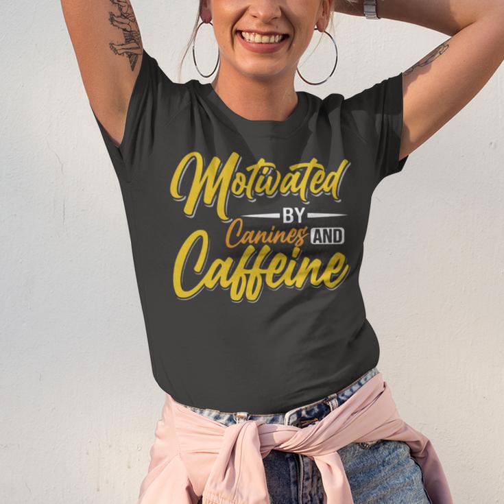 Motivated By Caffeine And Canine 803 Trending Shirt Unisex Jersey Short Sleeve Crewneck Tshirt