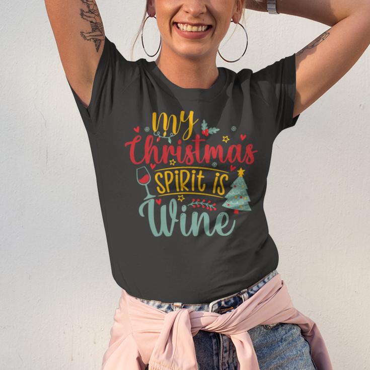 My Christmas Spirit Is Wine Funny 555 Shirt Unisex Jersey Short Sleeve Crewneck Tshirt