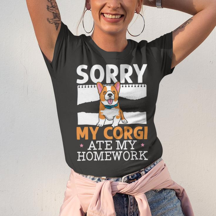 My Corgi Ate My Homework Welsh Corgi Dog Owner Puppy V3 Unisex Jersey Short Sleeve Crewneck Tshirt