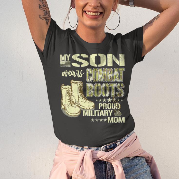 My Son Wears Combat Boots Proud 691 Shirt Unisex Jersey Short Sleeve Crewneck Tshirt