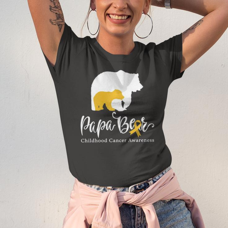 Papa Bear Gold Ribbon Childhood Cancer Awareness Jersey T-Shirt