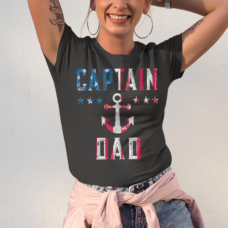 Patriotic Captain Dad American Flag Boat Owner 4Th Of July V2 Unisex Jersey Short Sleeve Crewneck Tshirt
