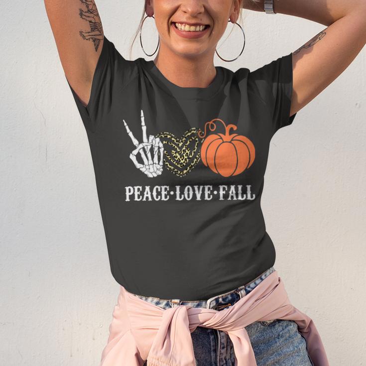 Peace Love Fall Peace Love Pumpkin Unisex Jersey Short Sleeve Crewneck Tshirt