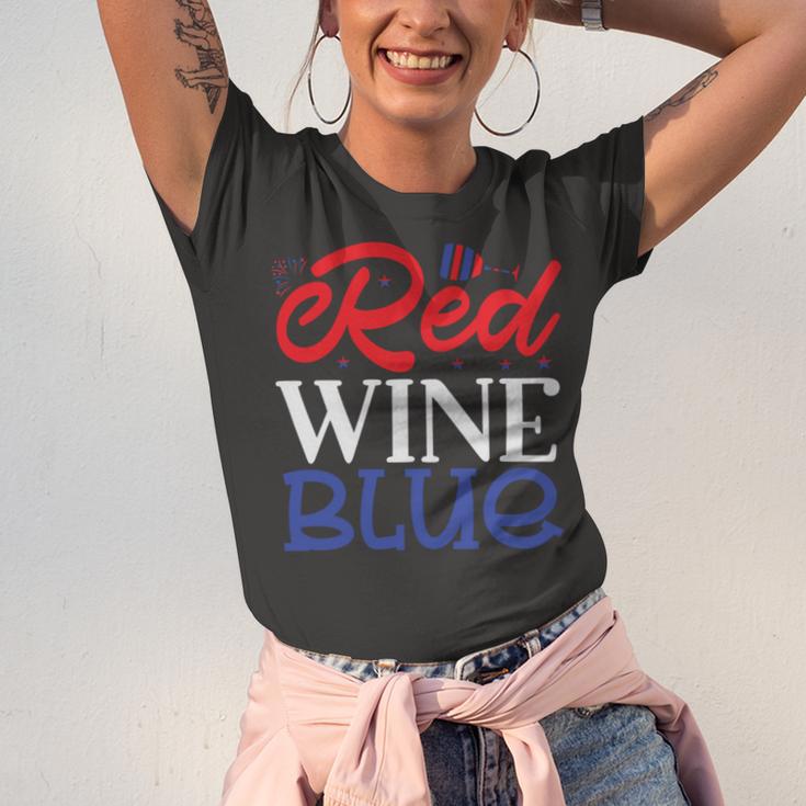 Red Wine Blue 4Th Of July Wine Red White Blue Wine Glasses V2 Unisex Jersey Short Sleeve Crewneck Tshirt